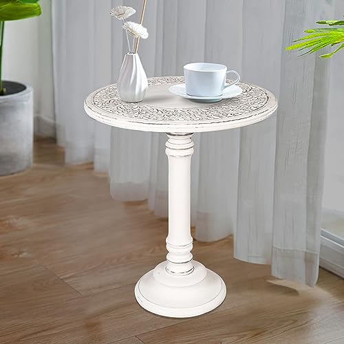 Lightnpro Carved Round Pillar End Table