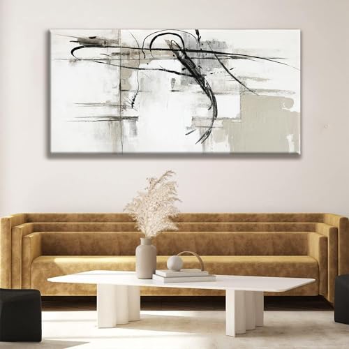 Abstract Wall Art Modern Wall Canvas Decorations Maximalist Black Line Canvas Wall Art Decor Prints Minimalist Large Artwork For Living Room Bedroom Kitchen Office Home Wall Artwork 29"×58"