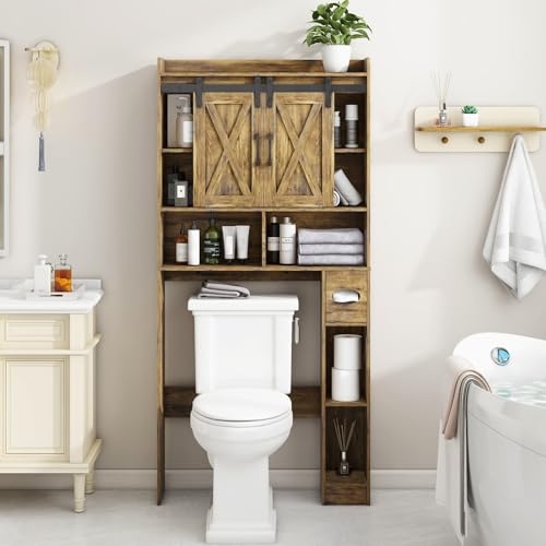 Over The Toilet Storage Cabinet with Sliding Doors