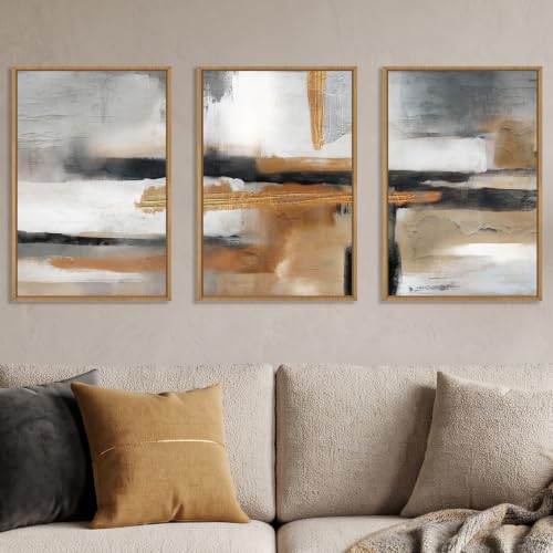 Modern Abstract Framed Canvas Wall Art Set