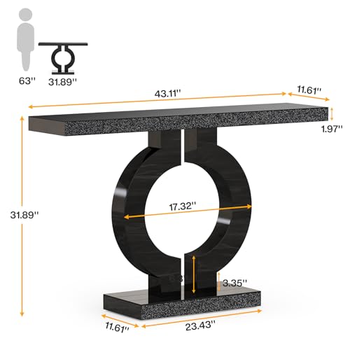 43 Inch Modern Mirrored Console Table