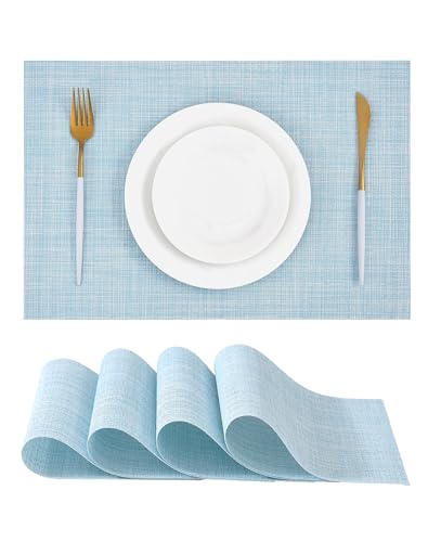 Soft Sky Blue Woven Placemats Set of 4 (3.2 Count)
