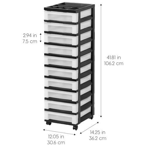 Plastic Drawer Storage Organizer Rolling Cart (2 Count)
