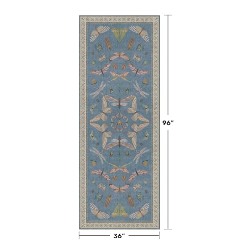 Vintage Blue Insect Hallway Runner Rug 3x8 Long (24 Sq Ft)