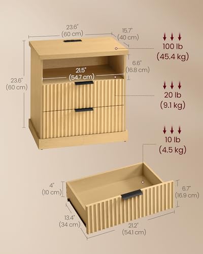 Set of 2 Nightstands with Charging Station (2 Count)