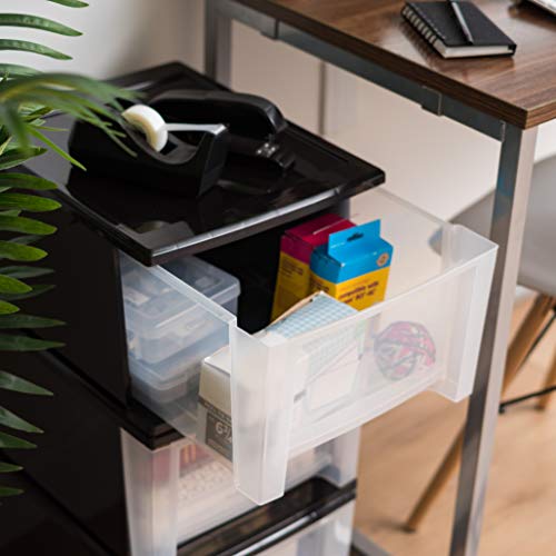4-Pack, 17 Qt. Medium Stacking Drawer Storage Organizer, Black (4 Count)