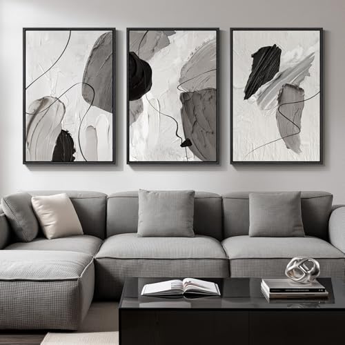 Large Framed Modern Abstract Wall Art for Living Room (3 Count)