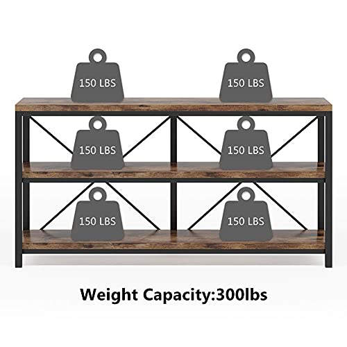 55 Inches Long Sofa Table with Storage Shelves