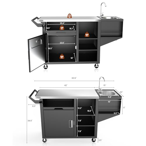 Outdoor Grill Cart on Wheel