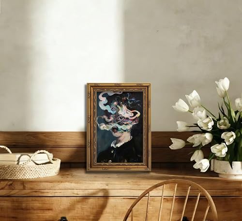 Vintage Gold Framed Gothic Wall Art Maximalist Witchy Feminine Eyes Painting Canvas Prints Dark Academia Poster Surreal Trippy Picture Artwork for Bedroom Living Room Witchcraft Home Decor