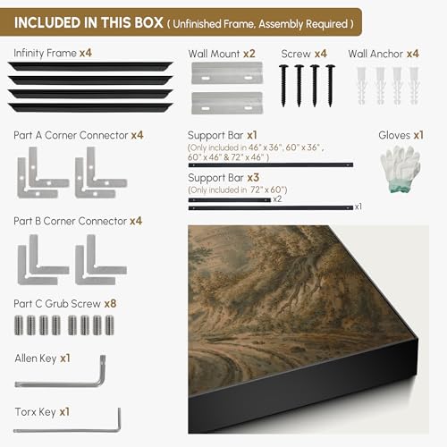 46"x72" Extra Large Framed Wall Art Antique Sepia Landscape with Trees and Historic Architecture for Home Living Room Bedroom Decor