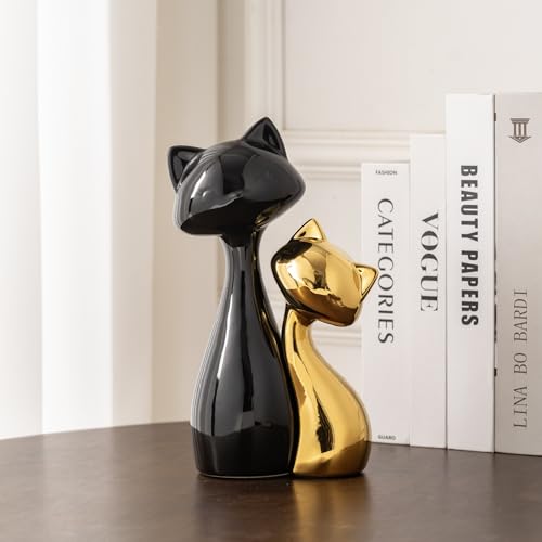 Ceramic Cat Statue Set