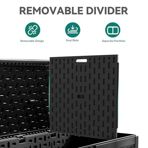260 Gallon Large Deck Box with Divider & Side Handles