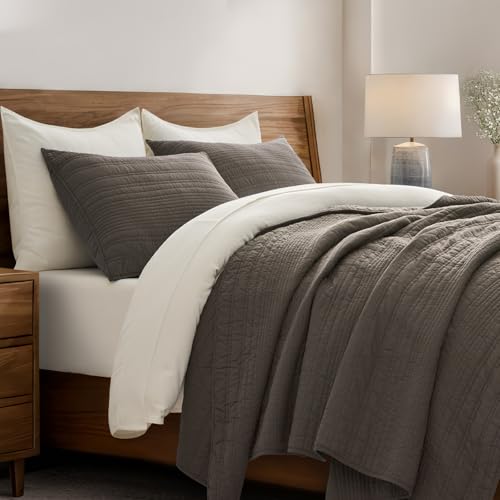 HOME 100% Cotton Modern Lines Quilt Set King Size