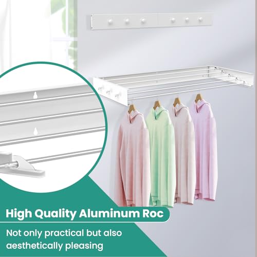 Upgrade 6 Knob Hooks Laundry Drying Rack Clothing