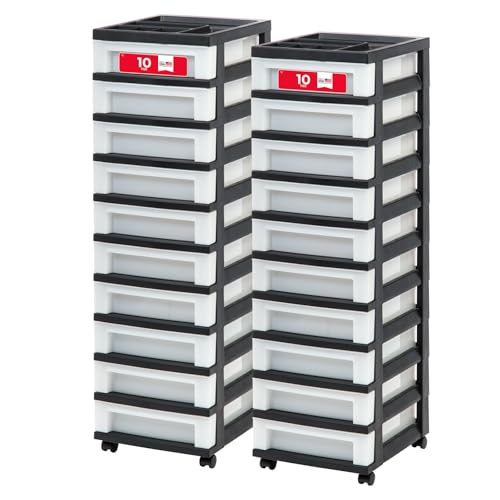 Plastic Drawer Storage Organizer Rolling Cart (2 Count)