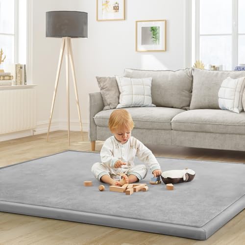 Baby Play Mat for Floor Nursery Rug Muscle Mat Area Rug Playroom Rug 59"x59" Playpen Mat Elastic Foam 1.3" Thick Crawling Mat for Babies