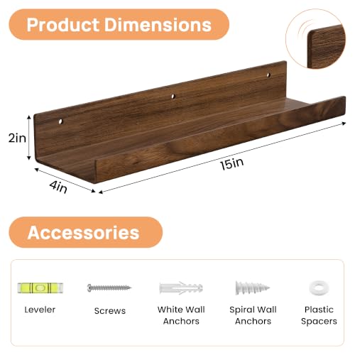 4 Pcs 15" Acrylic Shelves for Wall Decor and Display (4 Count)