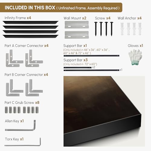60"x72" Extra Large Framed Wall Art Abstract Dark Horizon Moody Landscape Illustration for Home Living Room Bedroom Decor