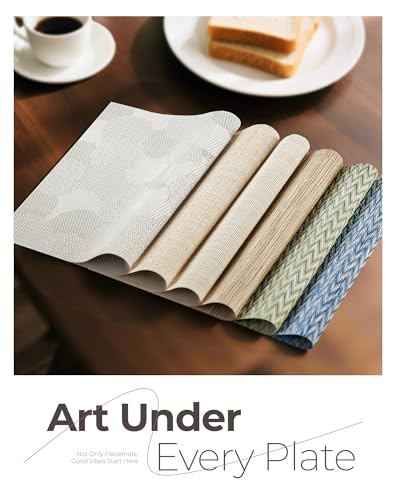 Beige White Placemats Set of 8 (8 Count)