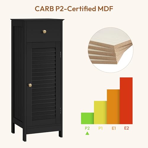 Small Bathroom Storage Cabinet with Drawer & Louvered Door