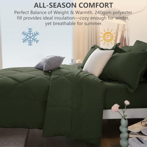 Twin XL Comforter Set Dark Green