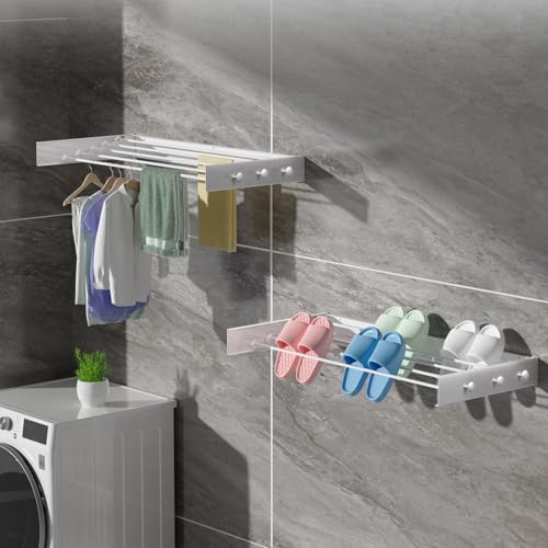 Upgrade 6 Knob Hooks Laundry Drying Rack Clothing