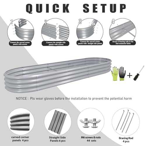 12x2x1ft Galvanized Raised Garden Bed