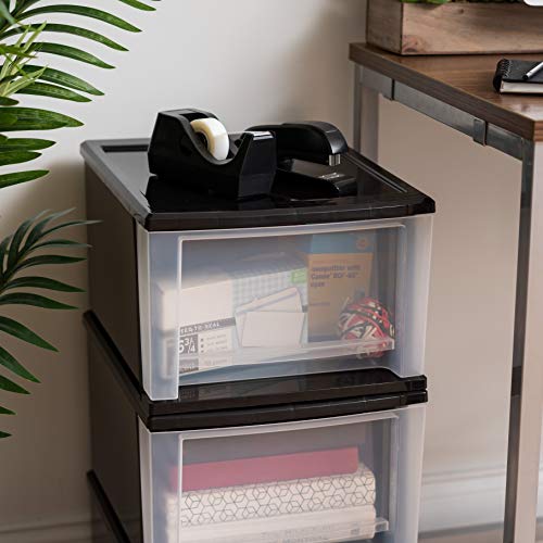 4-Pack, 17 Qt. Medium Stacking Drawer Storage Organizer, Black (4 Count)