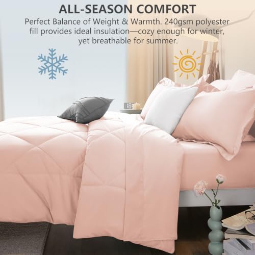Queen Comforter Set with Sheets Blush Pink