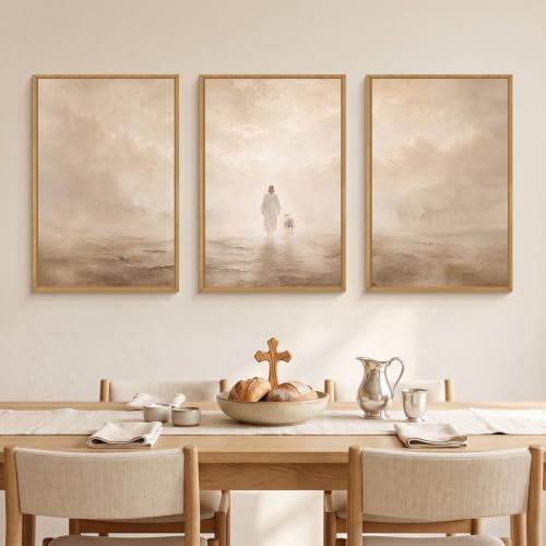 Jesus Leaves The 99 Sheep Framed Canvas Wall Art Set