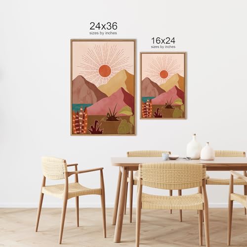 Large Boho Southwest Mountain Framed Canvas Wall Art (3 Count)