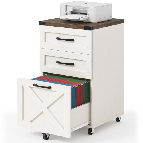 Farmhouse 3 Drawer Small File Cabinet with Wheels