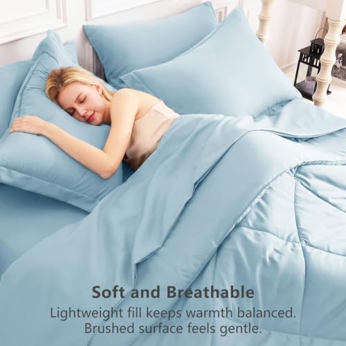 Queen Comforter Set with Sheets Light Blue