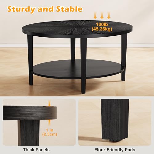 Solid Wood Oval Coffee Table for Living Room