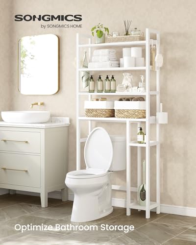 4 Tier Bamboo Over the Toilet Storage with Adjustable Shelves