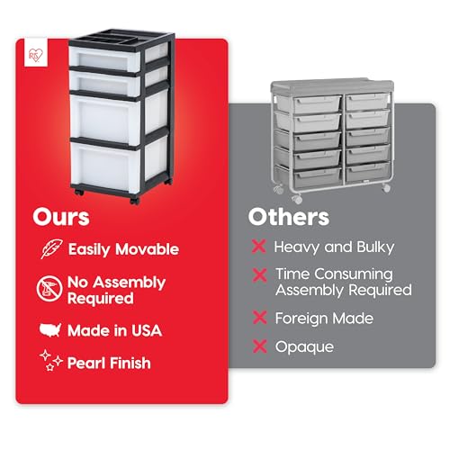 4 Drawer Rolling Storage Cart with Organizer Top