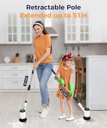Cordless Electric Spin Scrubber with 7 Brush Heads