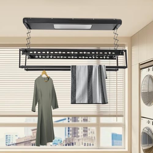 Electric Retractable Airing Rack Black
