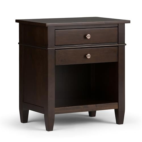 Carlton 24" Wide Solid Wood Bedside Table in Brunette Brown