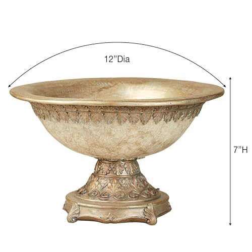 Cambria Ivory Beige Marbled Traditional Centerpiece Pedestal Bowl Table Decoration Centerpiece Bowl Only