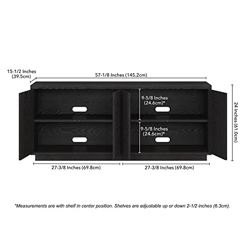 Fluted TV Stand for TVs up to 65" with 2 Concealed Ribbed Storage Cabinets and Adjustable Shelves for Living Room