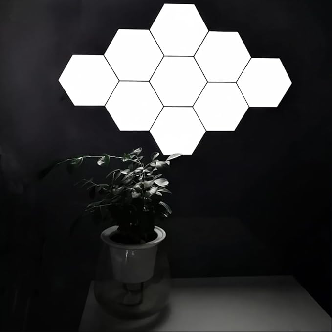 Hexagon Lights, Minimalist White Touch Night Light, Center Touch-Sensitive Wall