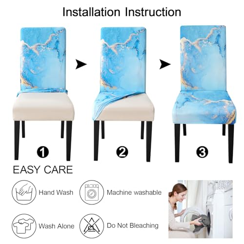 Ink Art Painting Chair Covers for Dining Room Set of 6