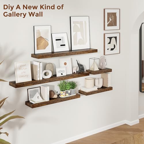 36 Inch Floating Shelves for Wall 8 Inch Deep Rustic Brown Shelves Set of 2 (2 Count)