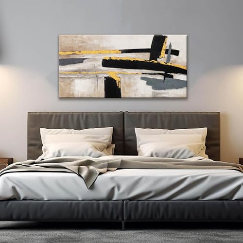 Abstract Wall Art Canvas Wall Art Decor Black And Gold Wall Art Paintings Abstract Wall Decor Artwork Pictures For Bedroom Bathroom Office Home Decor Can Be Hung Directly 20" W X 40" L