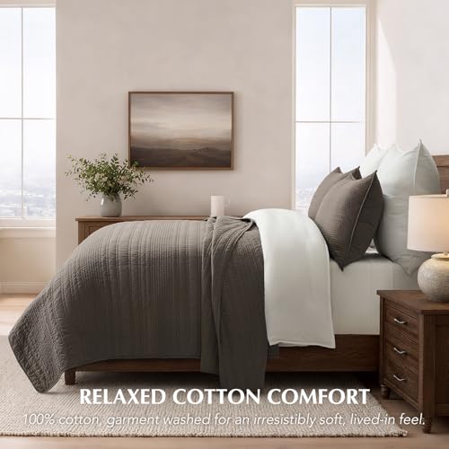 HOME 100% Cotton Modern Lines Quilt Set Queen Size