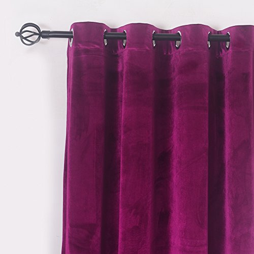 Super Soft Luxury Velvet Fushcia Room Darkening Light Blocking Drapes Curtain Panel Drapery 52 inch Wide by 72 inch Length with Grommet Fushcia