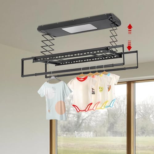 Electric Retractable Airing Rack Black