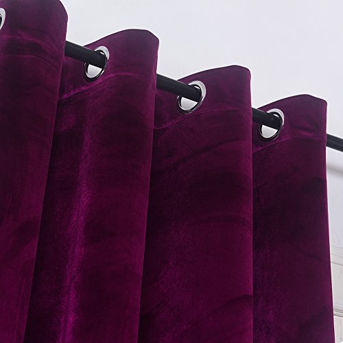 Super Soft Luxury Heavy Velvet Fushcia Room Darkening Blackout Curtain Panel Drapes 52 inch Wide by 84 inch Length with Grommet Fushcia